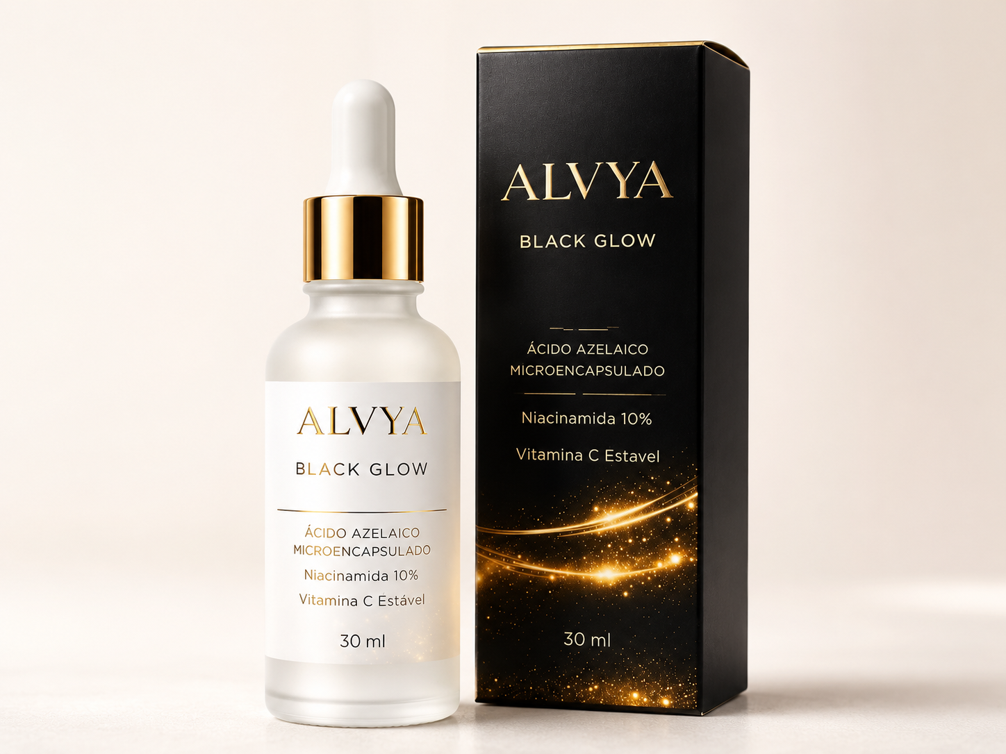 ALVYA Black Glow com embalagem